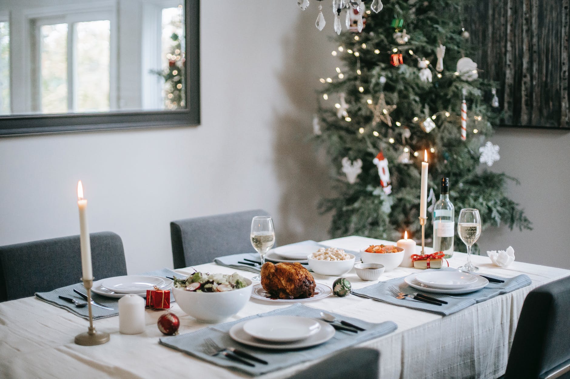 christmas dinner on table